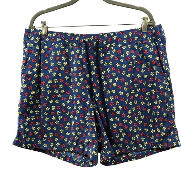 J. Crew 6'' Stretch Eco Swim Trunk Mens XL Jumping Flowers Blue Floral Lined - Picture 1 of 10